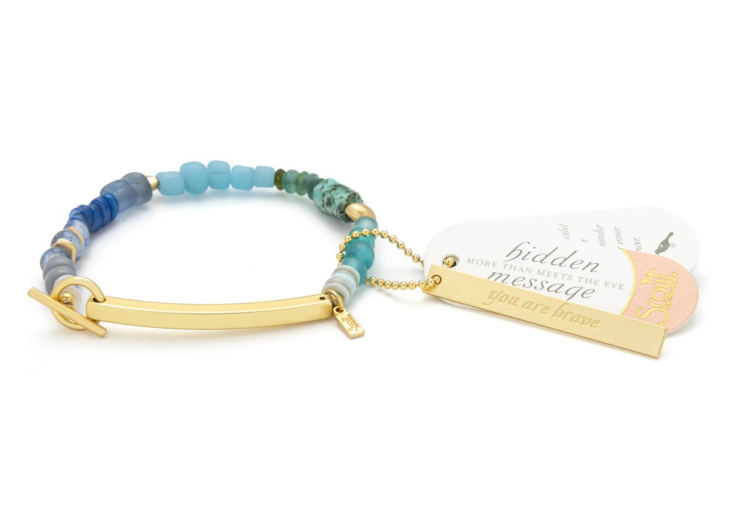 Hidden Message Bracelet: Brave/African Turquoise/Gold