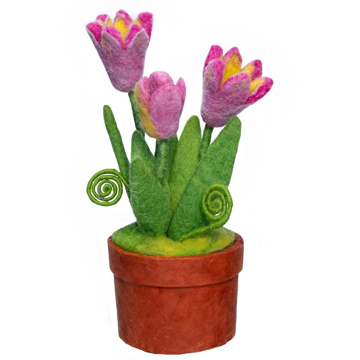 Wool Felted Tulip Trio Potted Plant