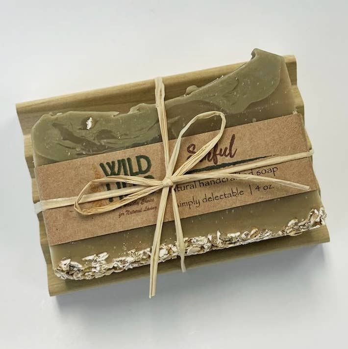 SOAP GIFT SET: Natural Soap Bar + Wood Dish