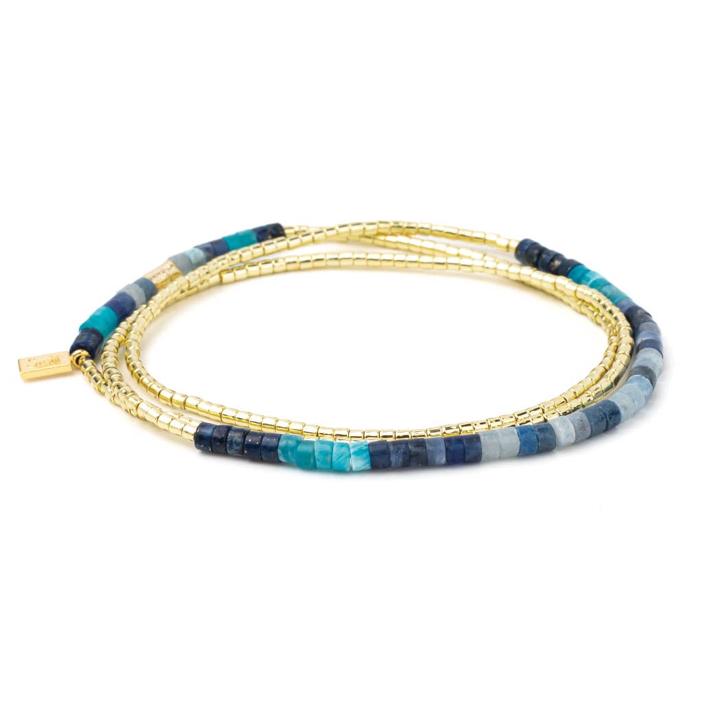 Ombre Stone Wrap: Midnight/Gold (Bracelet, Anklet, or Necklace!)
