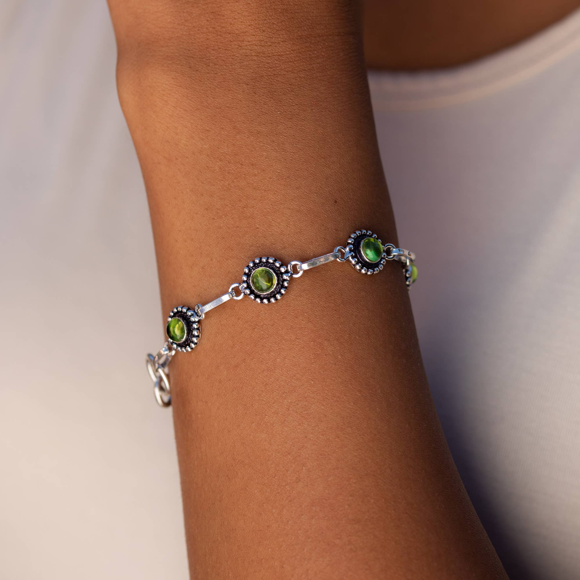 Tanvi: Precious Stone Link Bracelets