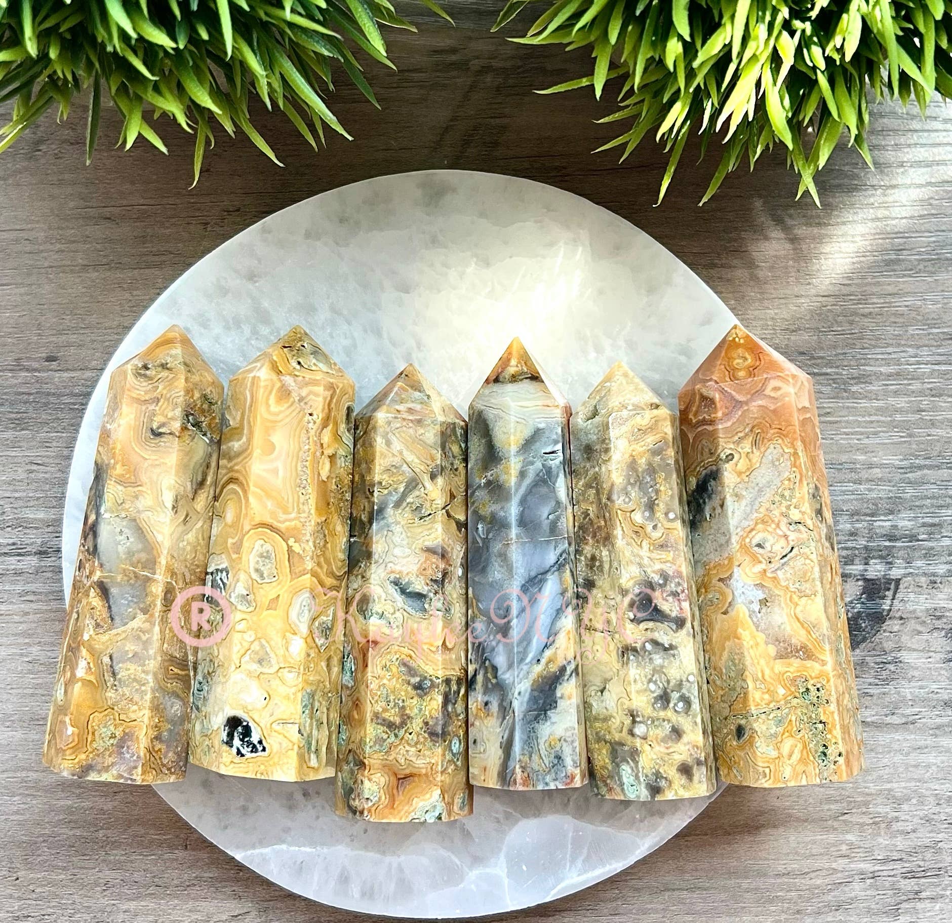 Crazy Lace Agate Obelisk Tower