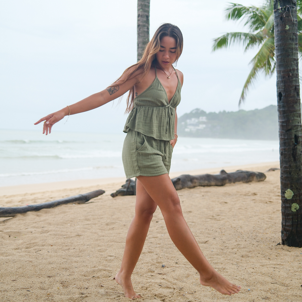 100% Cotton Seagrass Harbor Halter Top