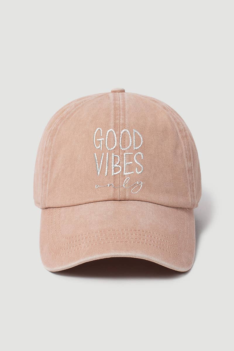 “Good Vibes Only” Baseball Cap Hat- Denim Blue
