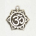 VEDA- Hindu Pewter Pendant Necklace - Om on Lotus
