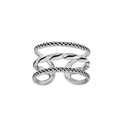 A Triple Threat Sterling Silver 3 Band Adjustable Ring