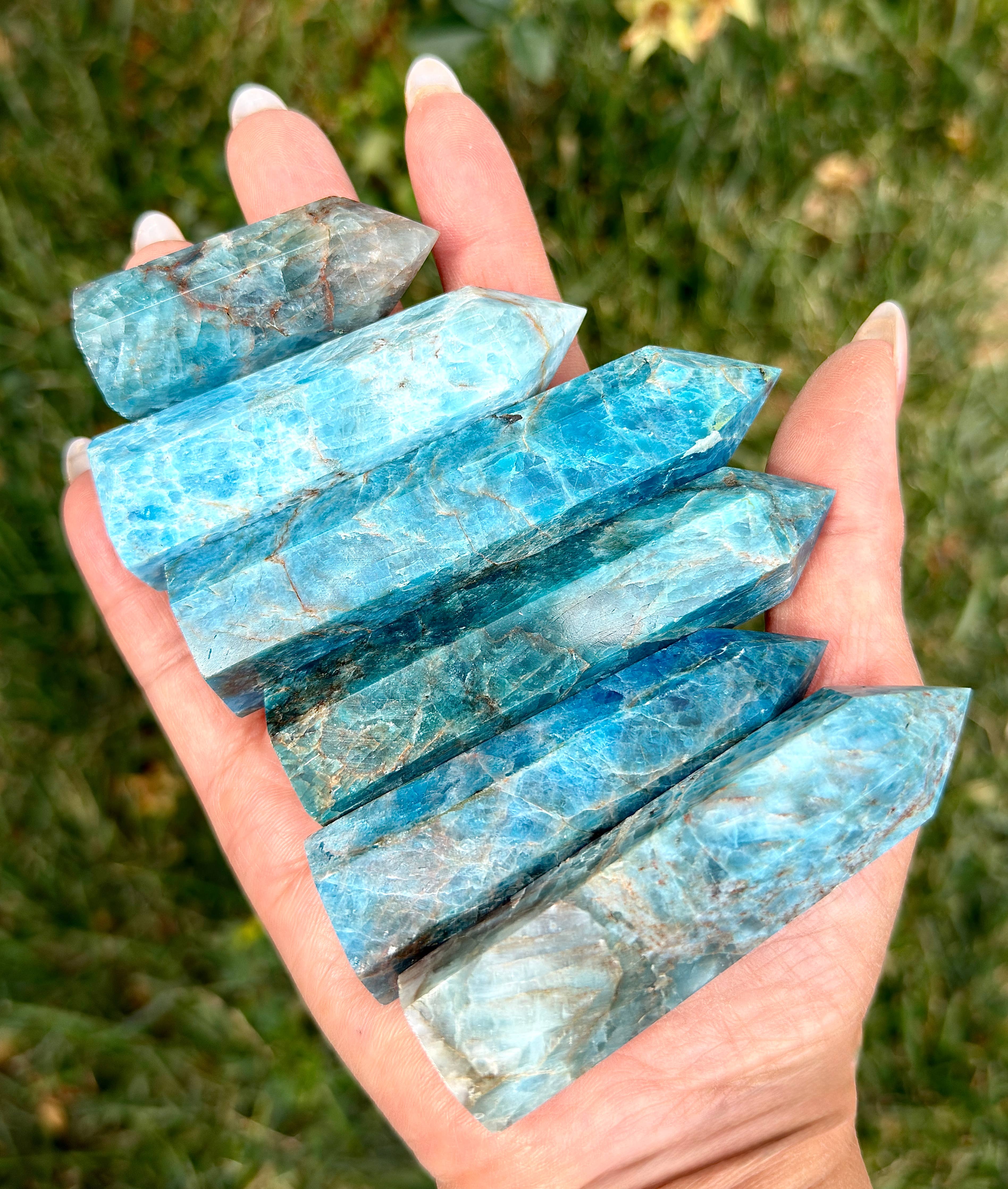 Blue Apatite Tower Obelisk Point Crystal Energy