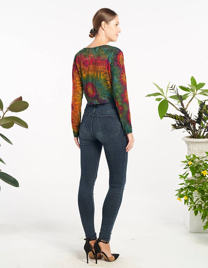 Tie-Dye Long Sleeve Crop Top (TH-1903)