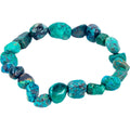 Azurite& Malachite Tumbled Stones Elastic Bracelet 8-10mm
