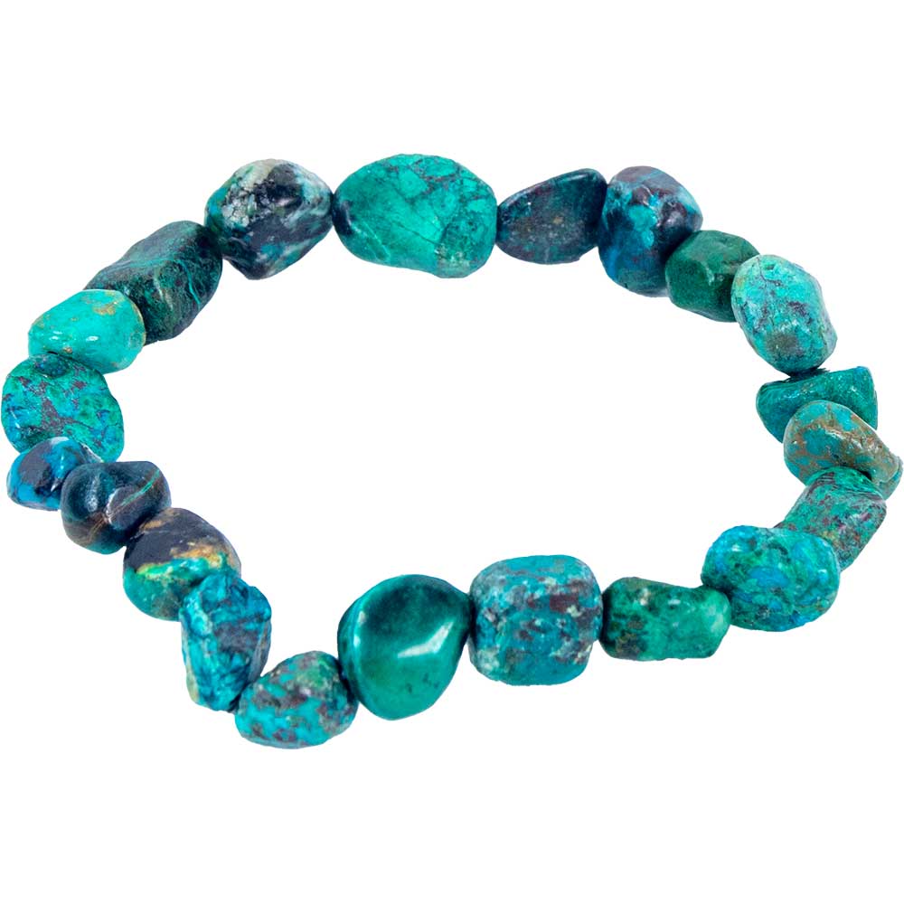Azurite& Malachite Tumbled Stones Elastic Bracelet 8-10mm