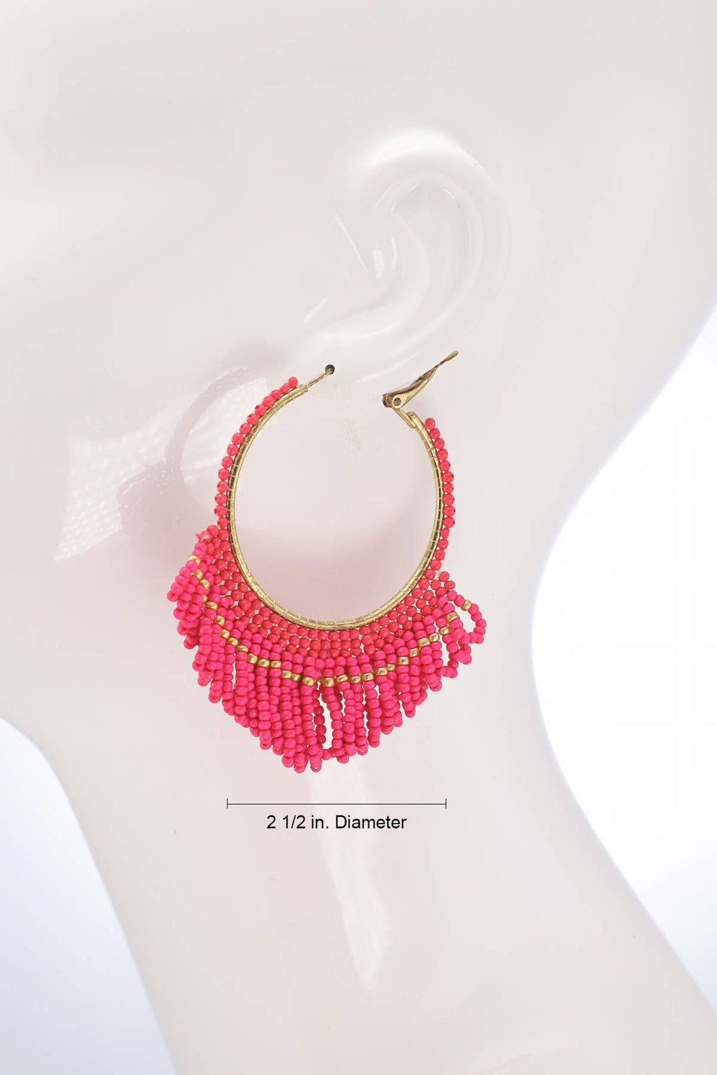 Seed Bead Loop Tassel Hoop Earring