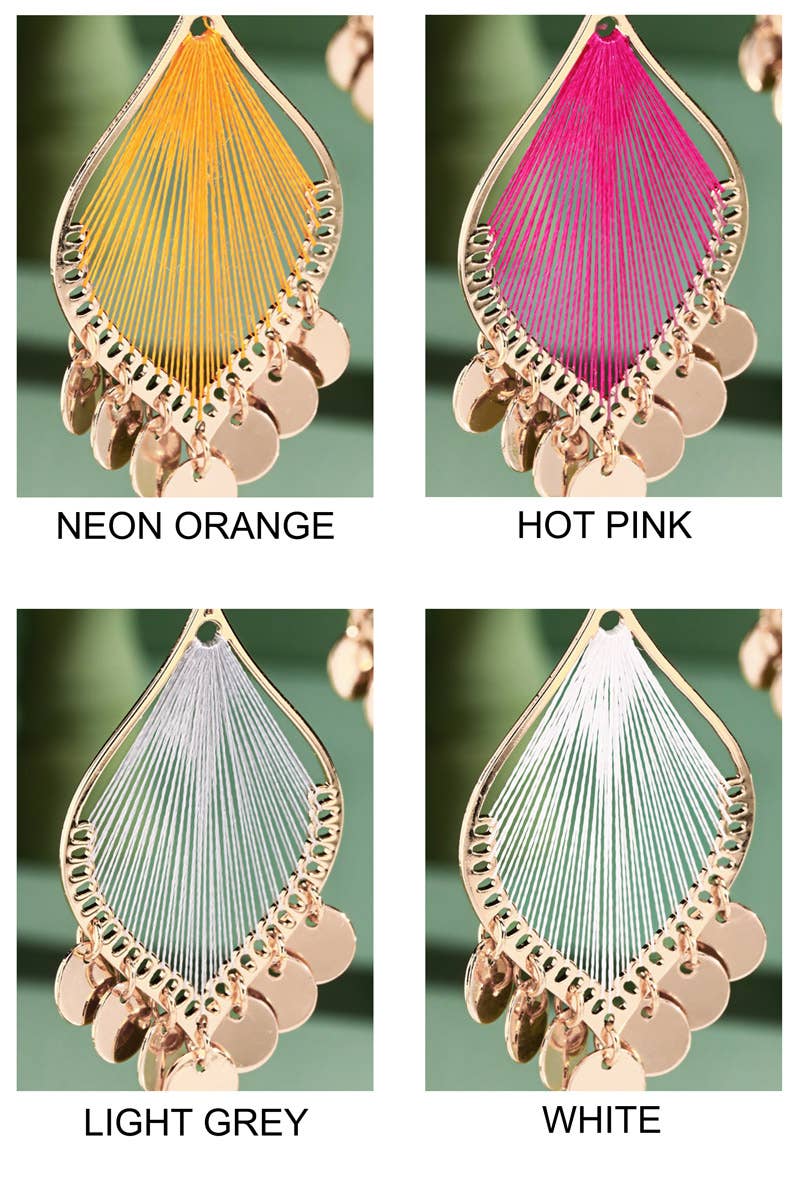 Boho Threaded Teardrop Charm Earrings