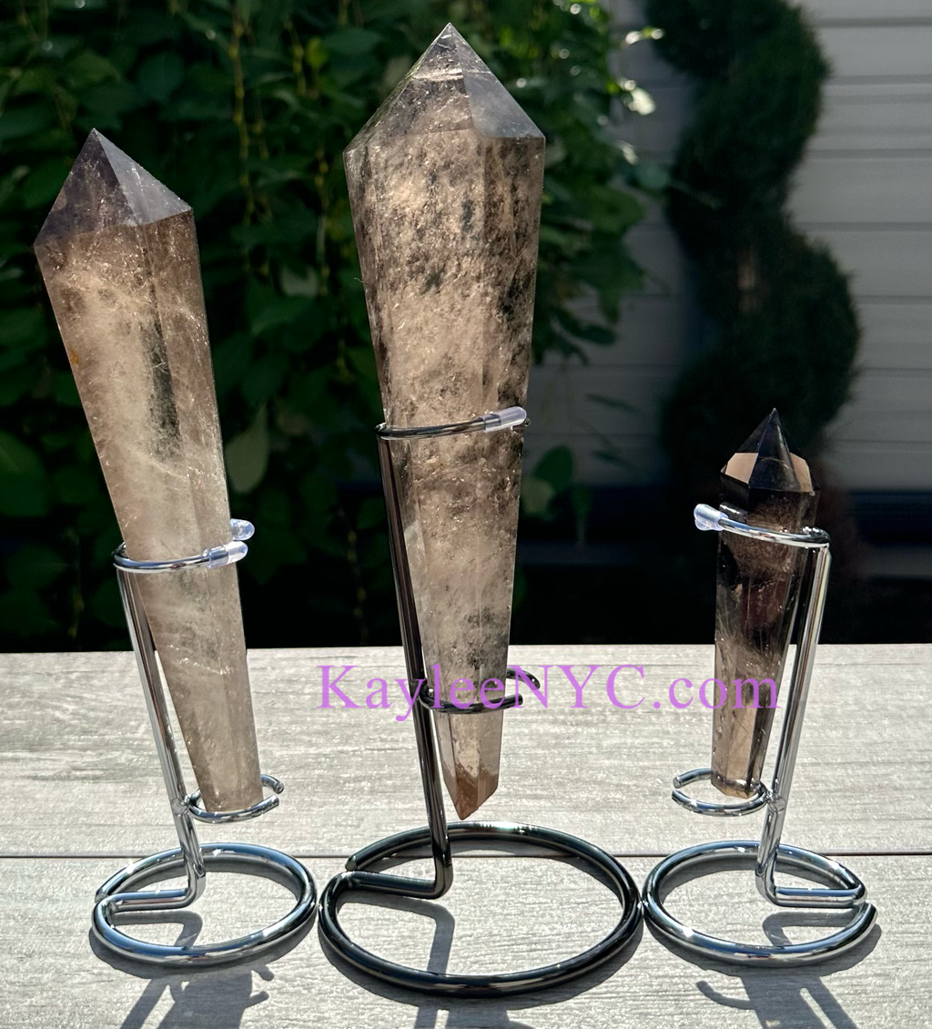 Natural Smoky Quartz Scepter on Stand