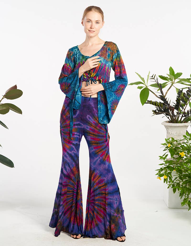 Tie-Dye Bell Bottom Pants with Slit (TH-1919)