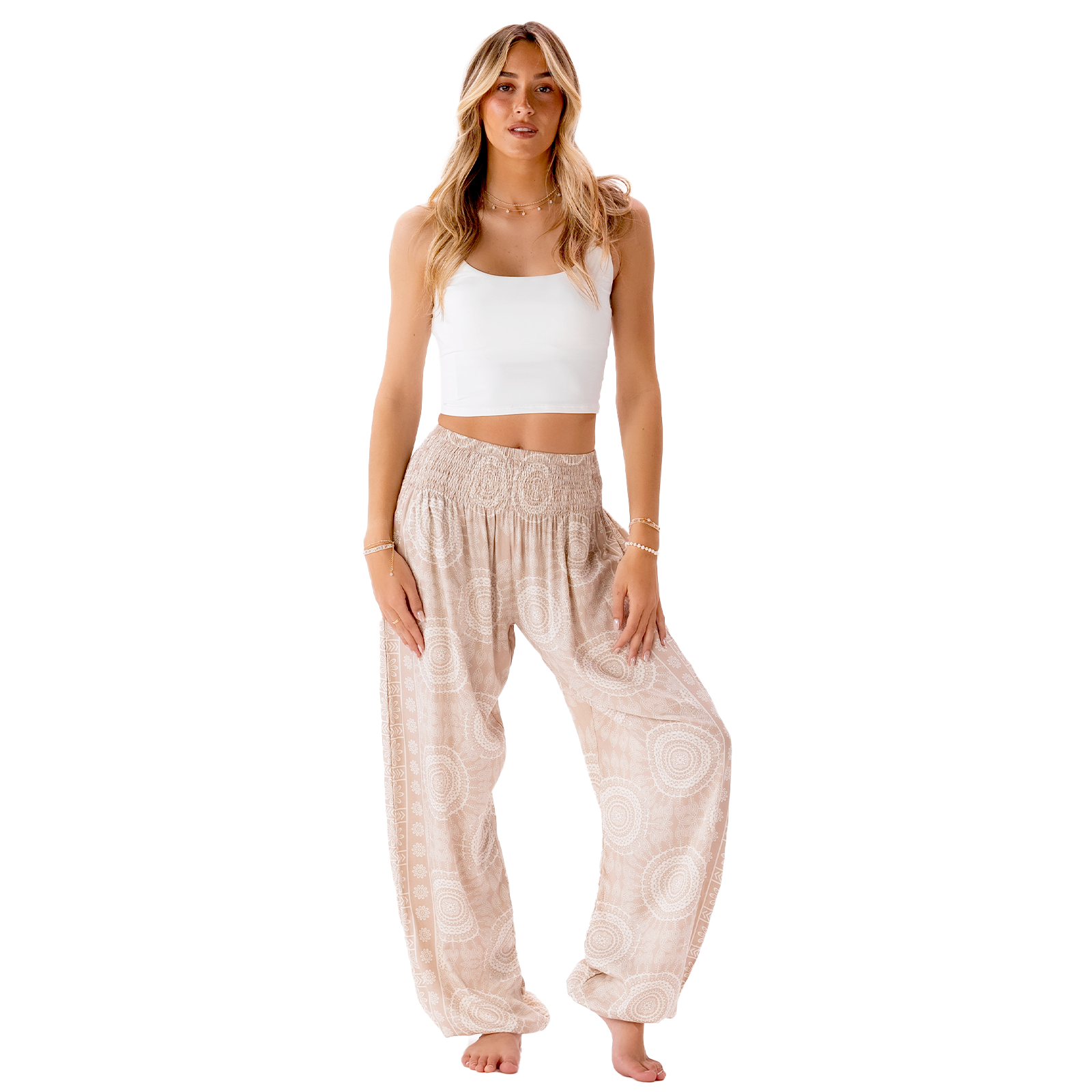 Tan Sahara Harem Pants with Pockets