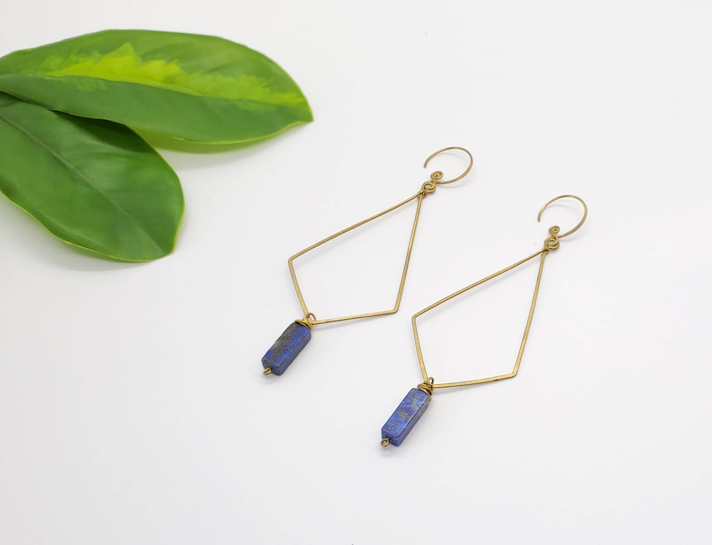 Brass Diamond Drop Stone Earring