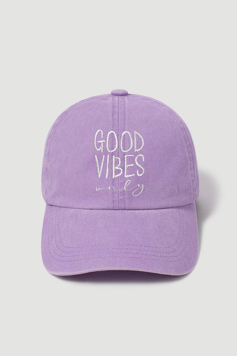 “Good Vibes Only” Baseball Cap Hat- Denim Blue
