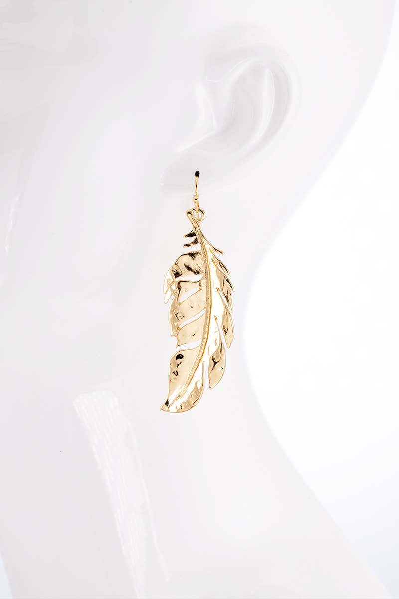 Shiny Gold Boho Leaf Earrings
