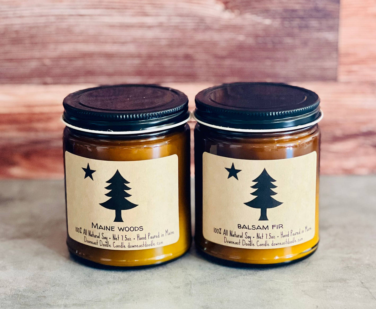 Forest Chai: Maine Flag amber natural soy candle