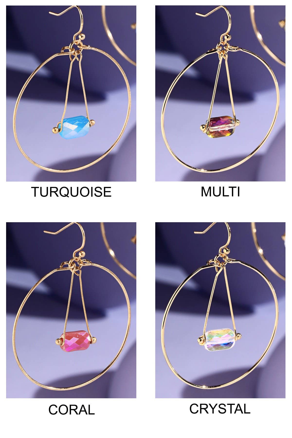 Single Bead Dangle Hoop Earrings
