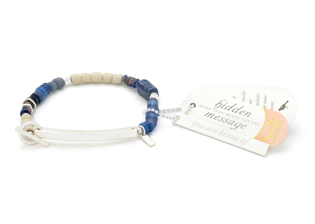 Hidden Message Bracelet: Brave AF/Lapis/Silver