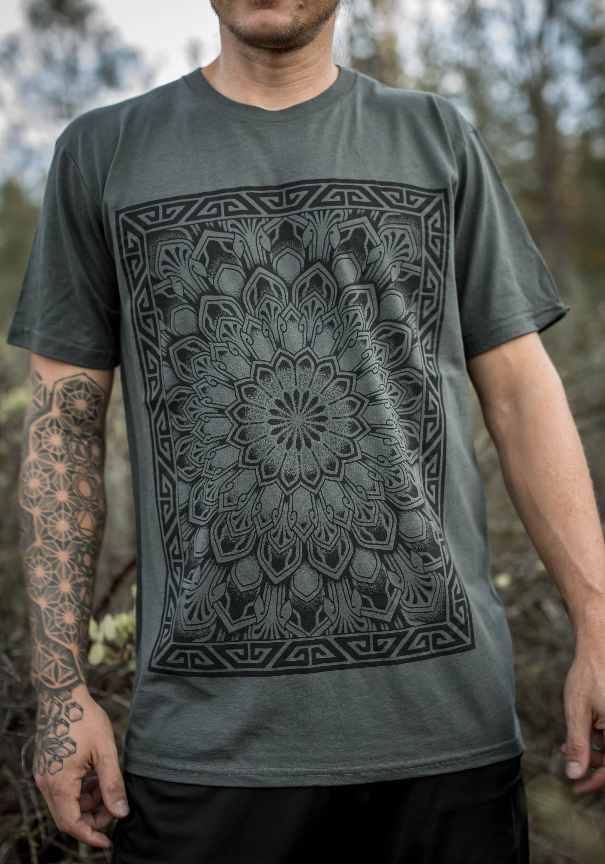 Abstraction Hemp Sacred Geometry Tattoo Dot Work Tee USA