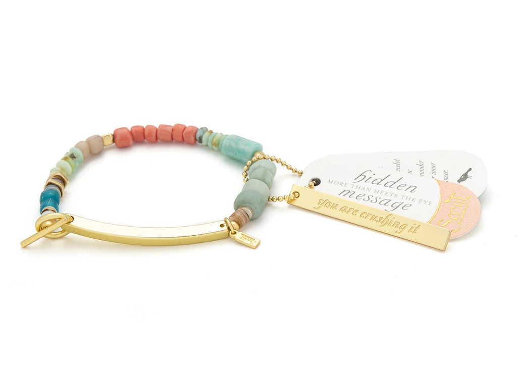 Hidden Message Bracelet: Crushing It/Amazonite/Gold