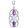 Amethyst Moonstone Vesica Pisces Sterling Silver Pendant