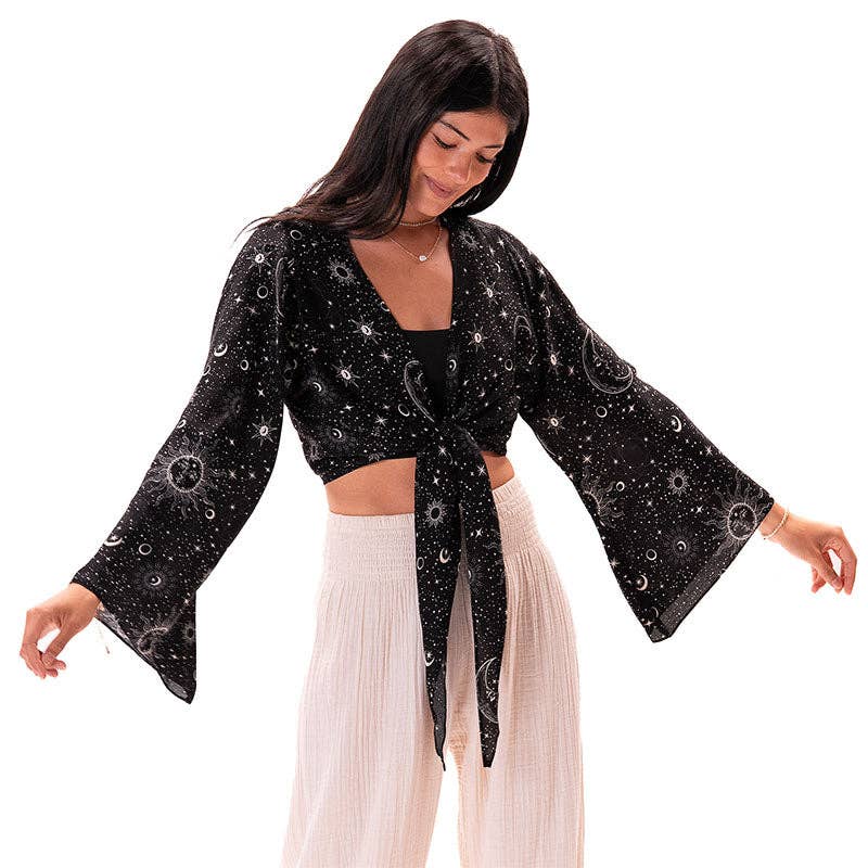 Black Cosmic Sky Daydreamer Yoga Wrap Top
