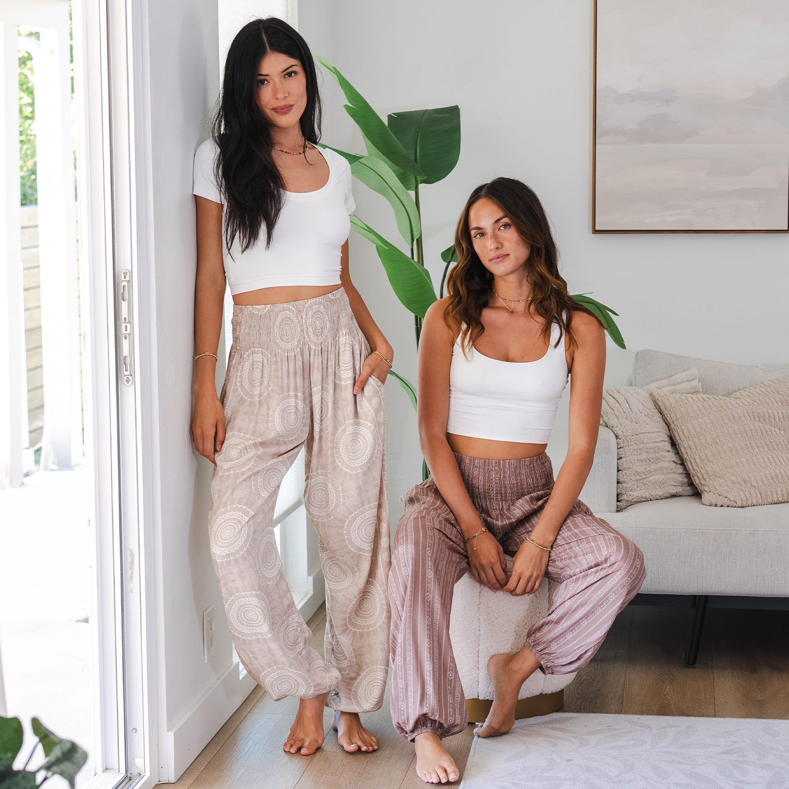 Tan Sahara Harem Pants with Pockets