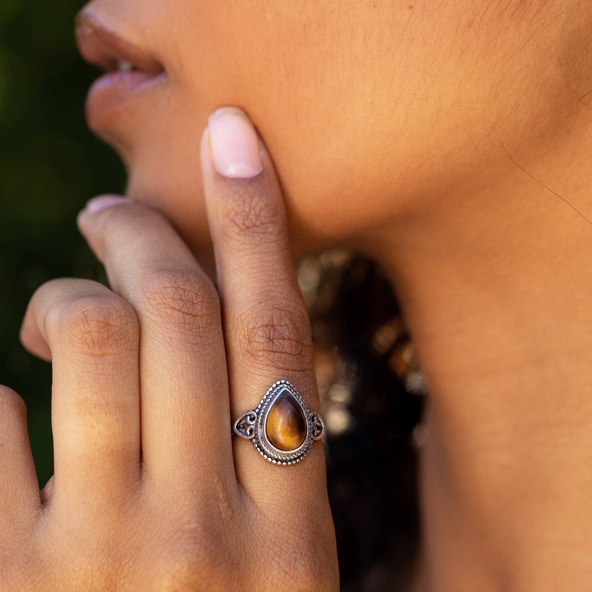 Tanvi Semi-Precious Silver-Plated Ring