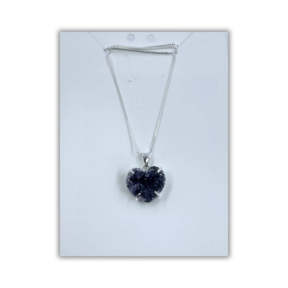 Druzy Amethyst Heart Necklace