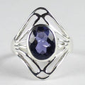 Iolite Shield Sterling Silver Ring