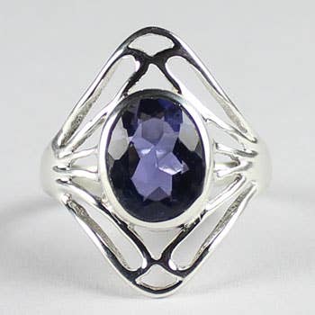 Iolite Shield Sterling Silver Ring
