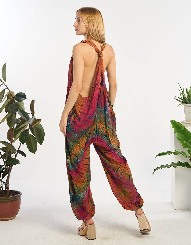 Rayon Tie Dye Jumpsuit Overalls (KT-1591)