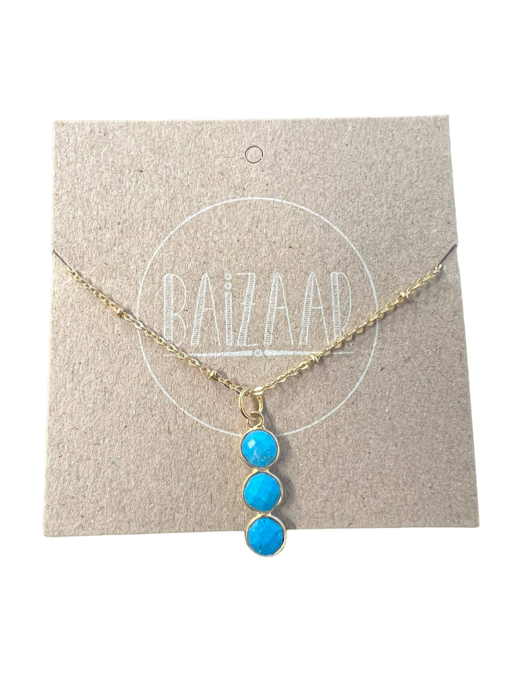 Brass Triple Ruby Stone Necklace