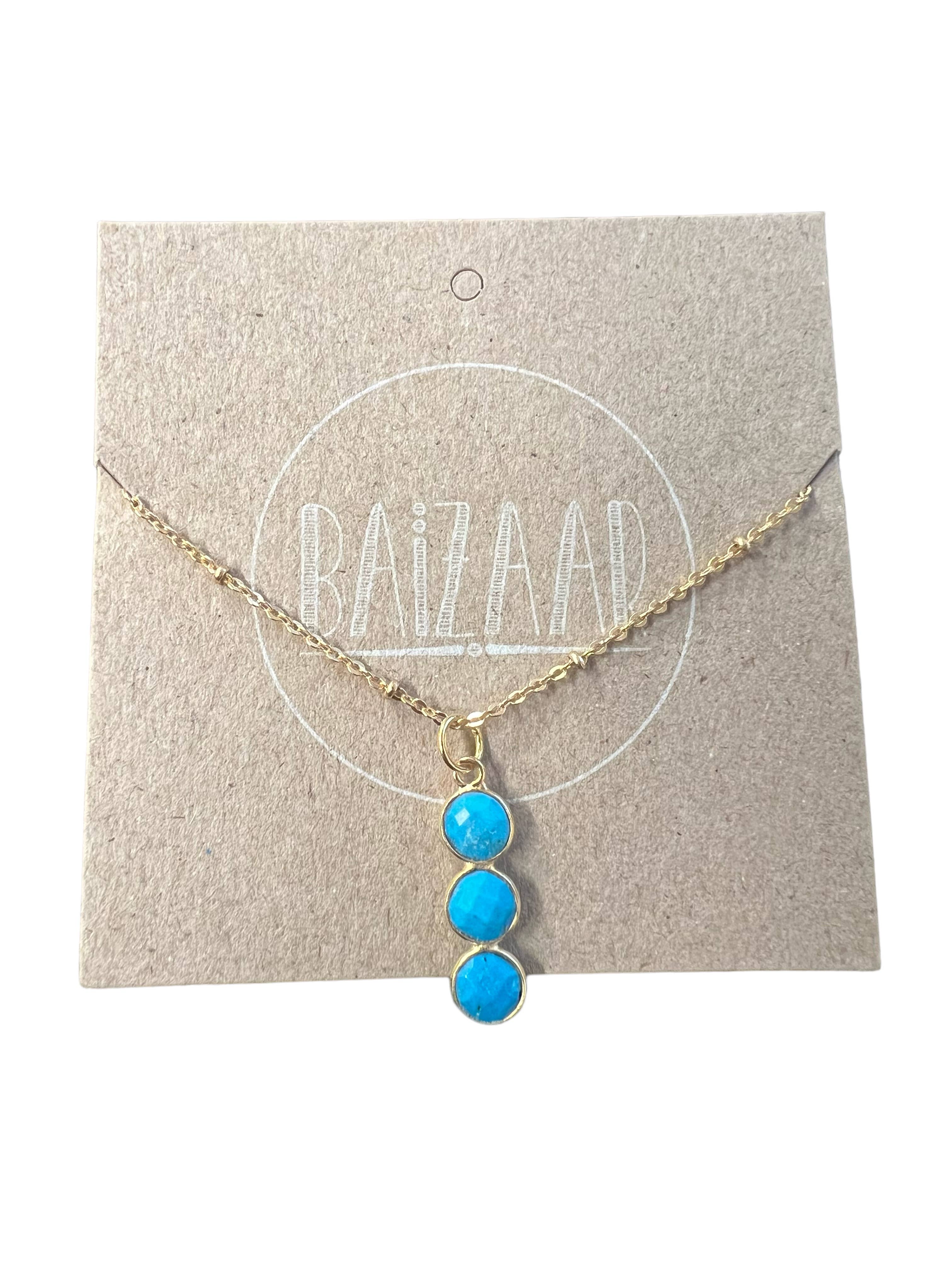 Brass Triple Ruby Stone Necklace