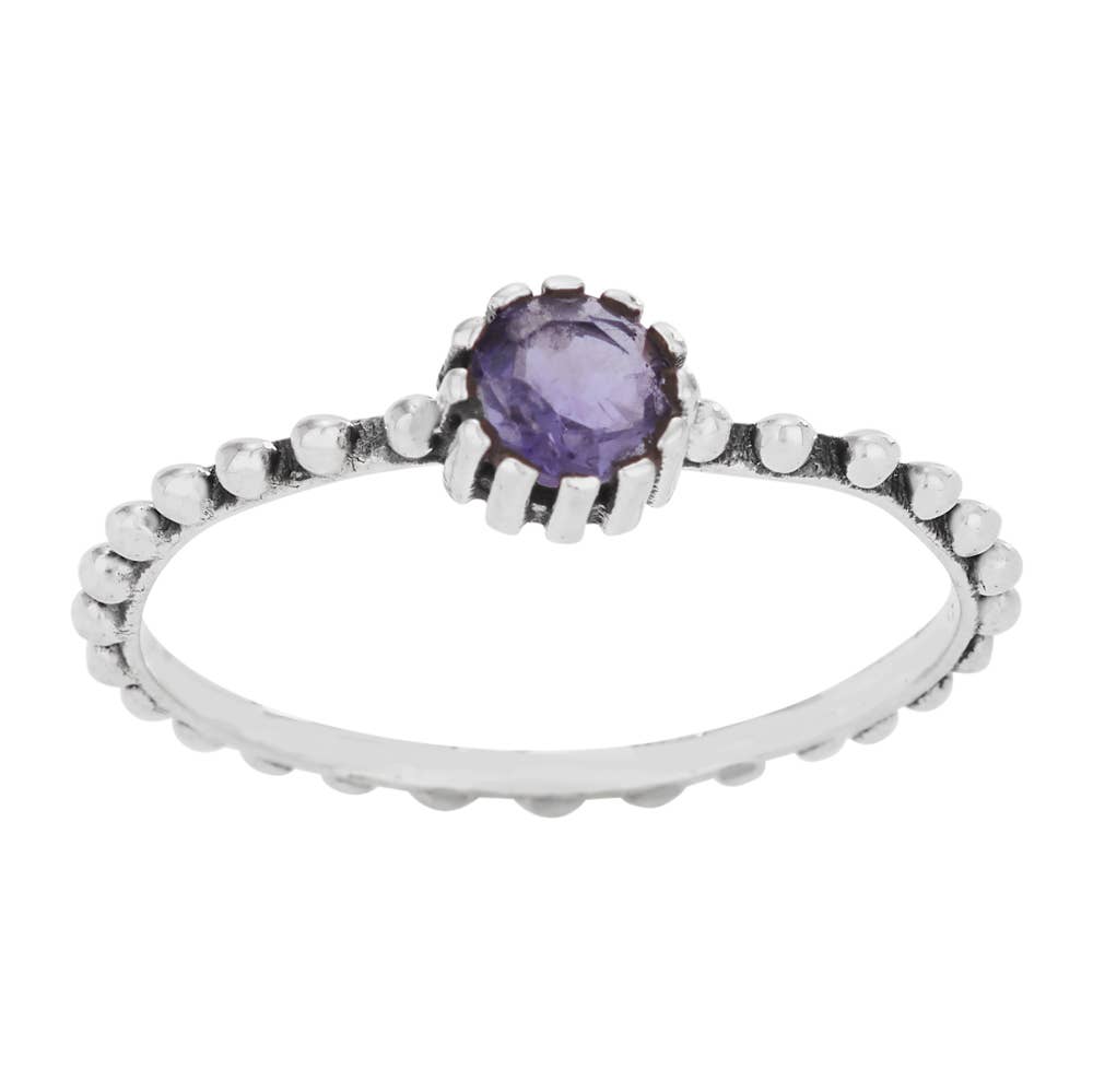 Iolite Sterling Silver Dotted Ring