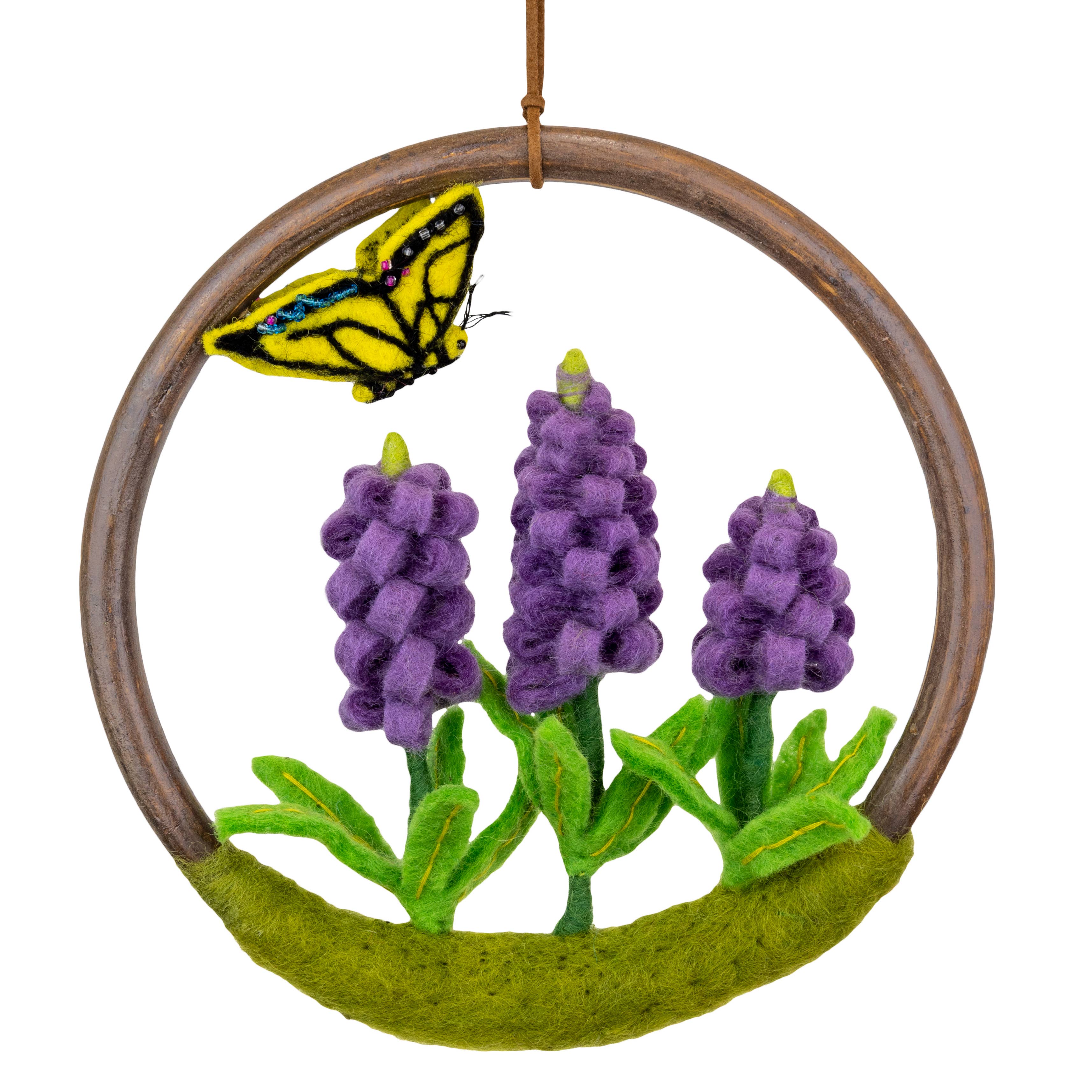 Wild Purple Lupine Wool Felted Flower Ring