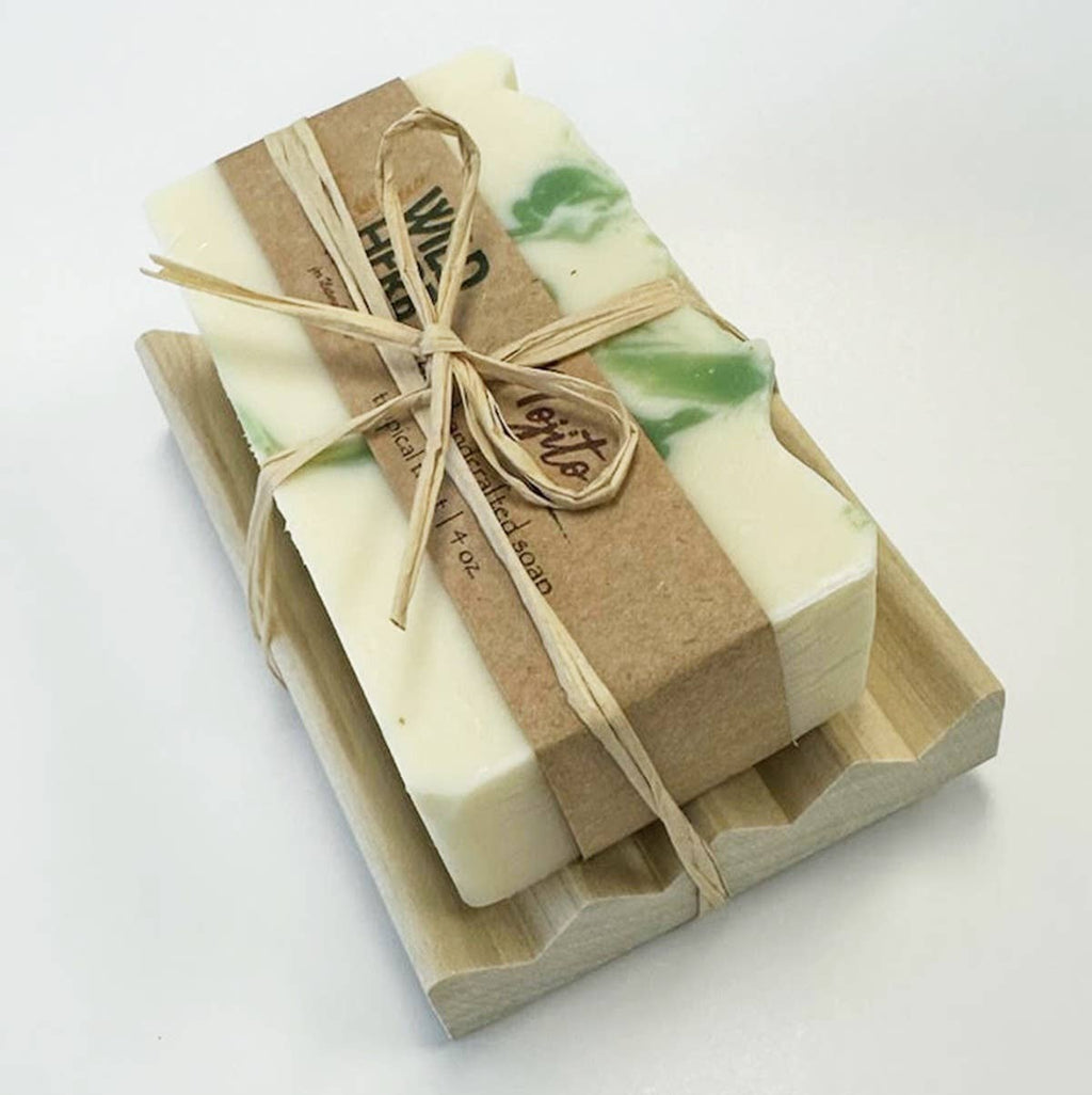 SOAP GIFT SET: Natural Soap Bar + Wood Dish