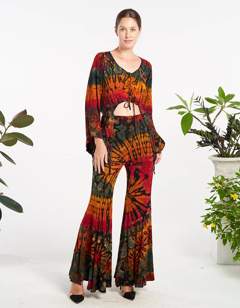 Tie-Dye Bell Bottom Pants with Slit (TH-1919)