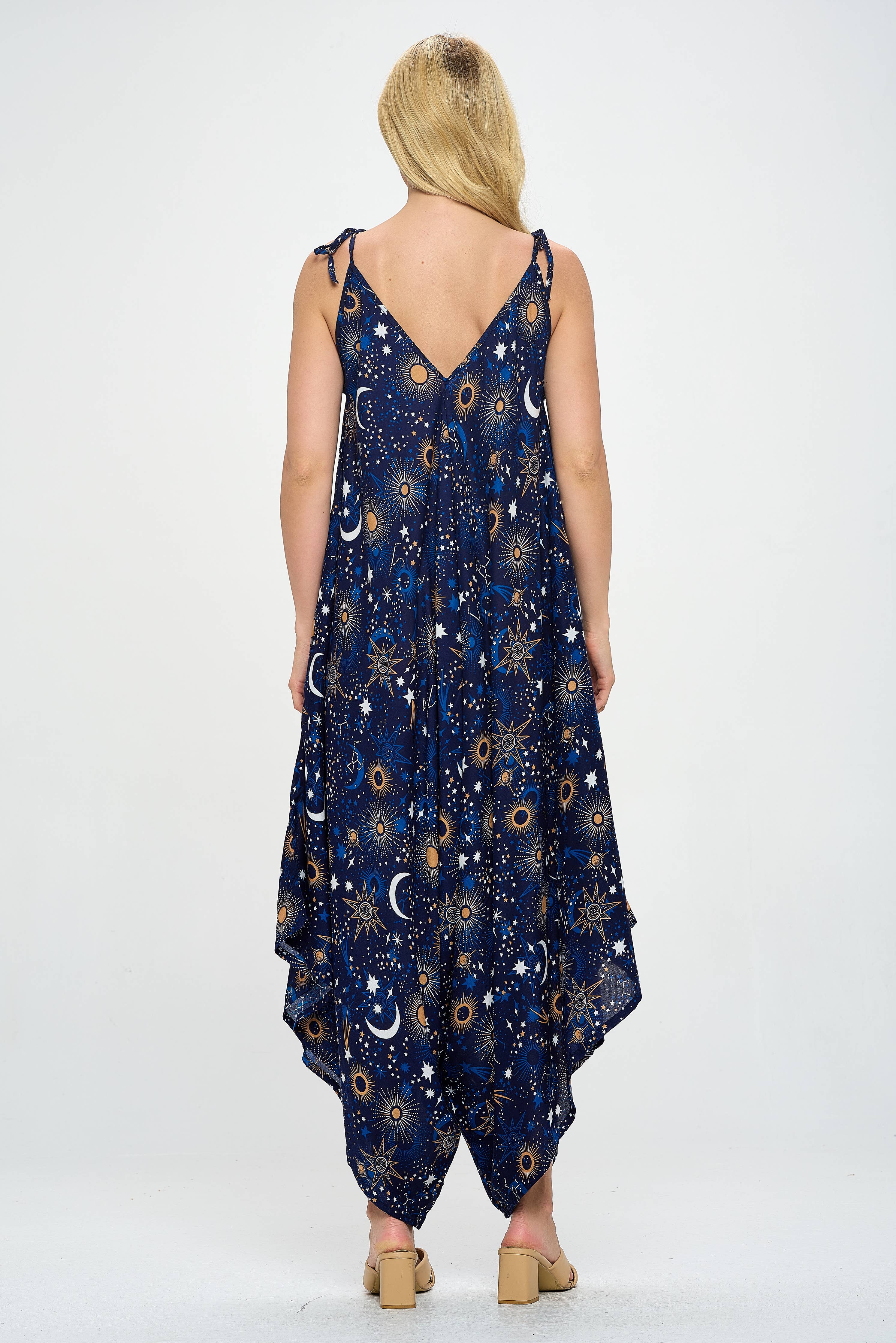 Blue Galaxy Print Jumpsuit (TH-1770)
