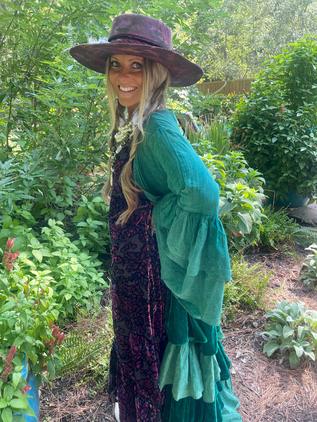 Handmade Velvet High Low Dress- Magenta/Purple