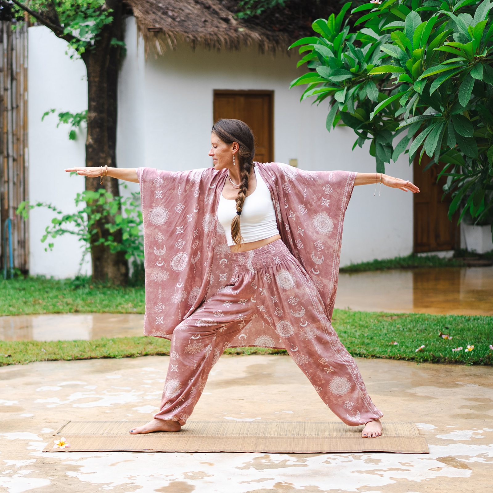 Lotus & Luna: Celestial Moon Rose Yoga Kimono