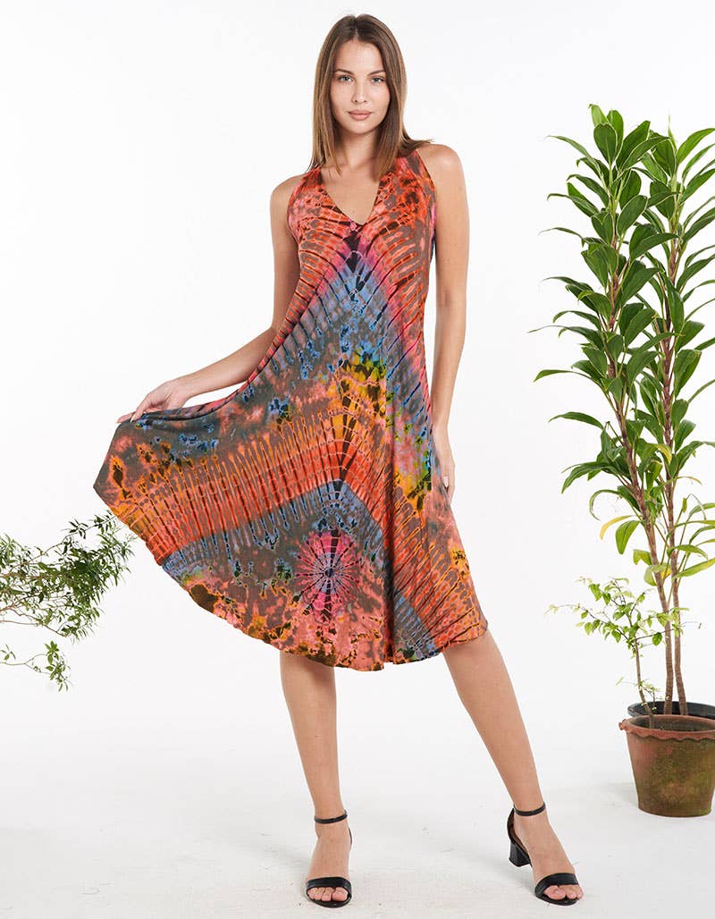 TIE-DYE HALTER MIDI DRESS (TH-1830)