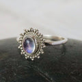 Oval Burst Sterling Moonstone Ring