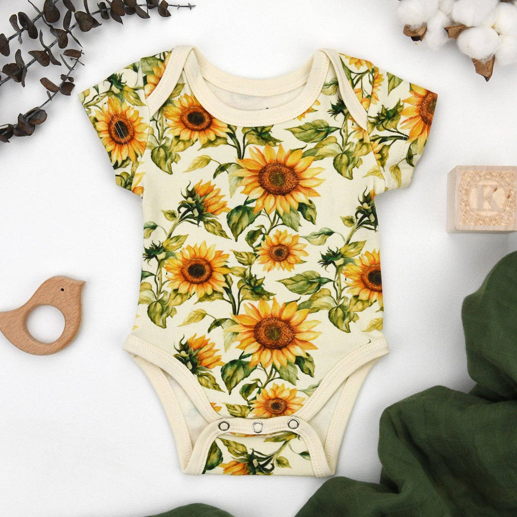 Organic Cotton Short Sleeve Baby Bodysuit, Buttercup