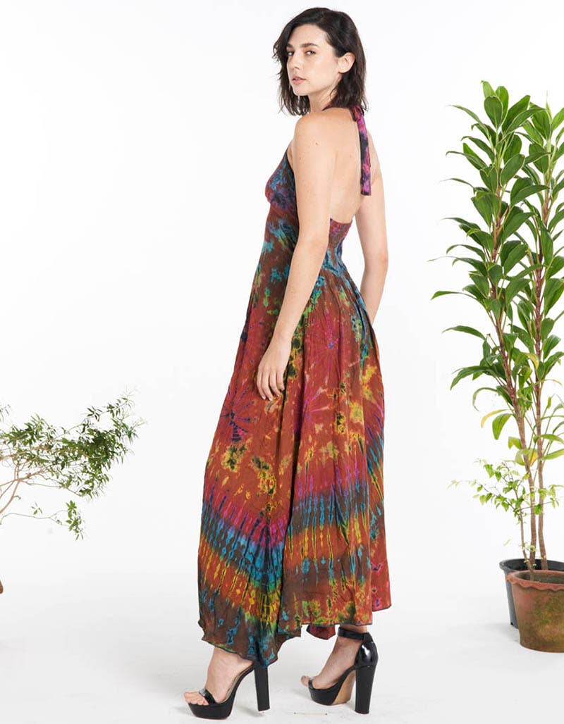 Tie-Dye Flowy Jumpsuit Overall Pants(KT-1479)