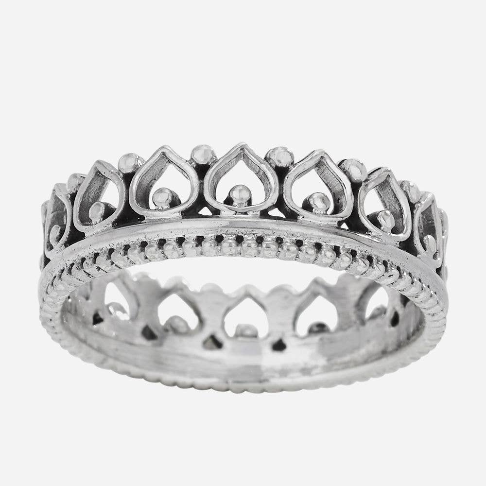 Dainty Crown Sterling Silver Band Ring