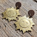The Sol Invictus Earrings – Laser-Etched Sun & Wood Studs